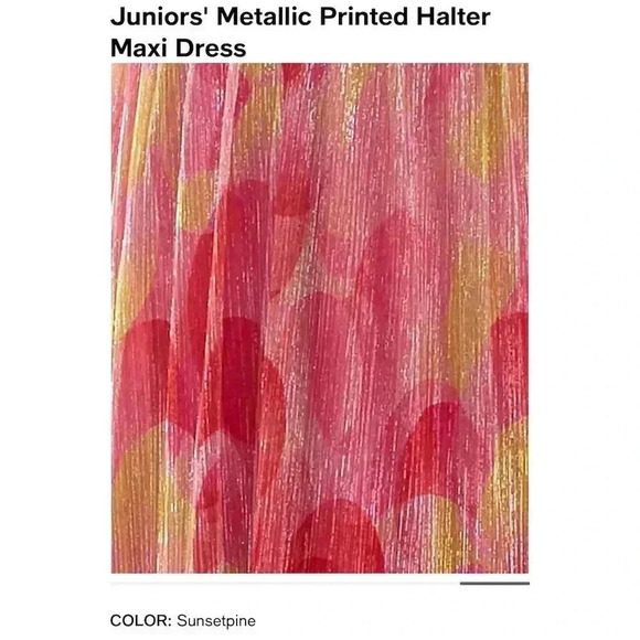 Violet Weekend Juniors' Metallic Print Halter Maxi Dress Size 07/08 Medium - Picture 9 of 9